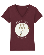 Don`t Look Down ! (white) Tricou mânecă scurtă guler V Damă Evoker