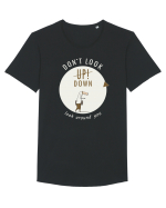 Don`t Look Down ! (white) Tricou mânecă scurtă guler larg Bărbat Skater