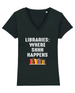 LIBRARIES Tricou mânecă scurtă guler V Damă Evoker