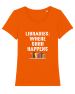 LIBRARIES Tricou mânecă scurtă guler larg fitted Damă Expresser