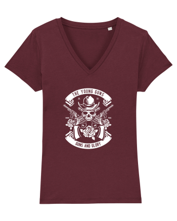 Guns and Glory Skull White Burgundy