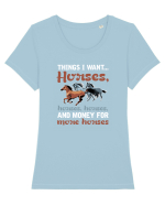 HORSES Tricou mânecă scurtă guler larg fitted Damă Expresser