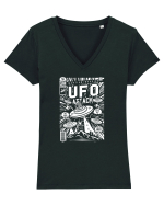 UFO Attack Martian Alien White Tricou mânecă scurtă guler V Damă Evoker