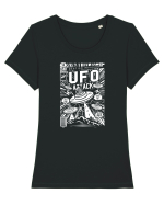 UFO Attack Martian Alien White Tricou mânecă scurtă guler larg fitted Damă Expresser