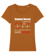 STUDENT DOCTOR Tricou mânecă scurtă guler larg fitted Damă Expresser