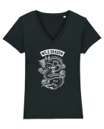 Wild Dragon Japanese White Tricou mânecă scurtă guler V Damă Evoker