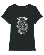 Wild Dragon Japanese White Tricou mânecă scurtă guler larg fitted Damă Expresser