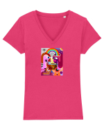 E-Love Tricou mânecă scurtă guler V Damă Evoker