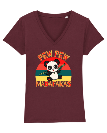 Funny Panda With Guns Burgundy