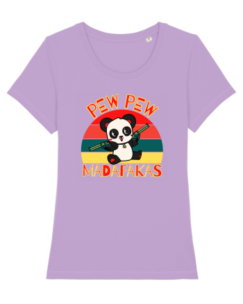 Funny Panda With Guns Lavender Dawn