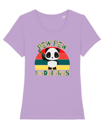Funny Panda With Guns Lavender Dawn