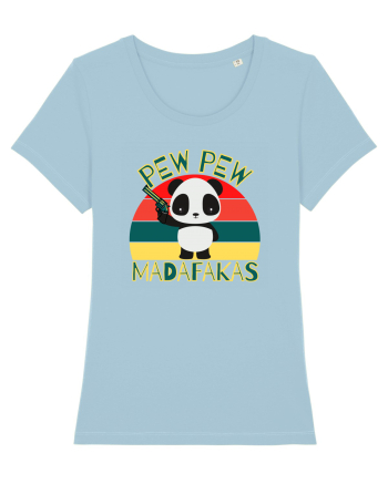 Funny Panda With Guns Sky Blue