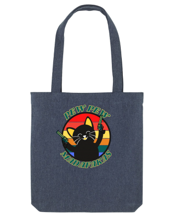 Funny Cat With Guns Midnight Blue