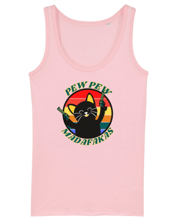 Funny Cat With Guns Cotton Pink