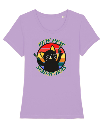 Funny Cat With Guns Lavender Dawn