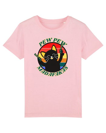 Funny Cat With Guns Cotton Pink