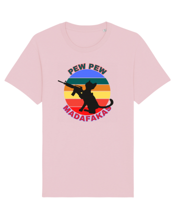 Funny Cat With Guns Cotton Pink