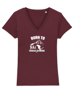 Born To Ski Forced To Work Tricou mânecă scurtă guler V Damă Evoker