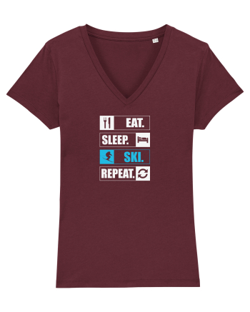 Eat Sleep Ski Repeat Burgundy