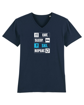 Eat Sleep Ski Repeat French Navy