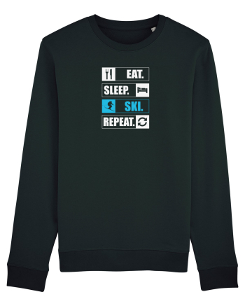 Eat Sleep Ski Repeat Black