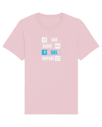 Eat Sleep Ski Repeat Cotton Pink