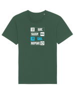 Eat Sleep Ski Repeat Tricou mânecă scurtă Unisex Rocker