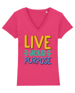 Live Your Purpose Tricou mânecă scurtă guler V Damă Evoker