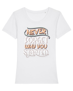 Never Forget Why You Started Tricou mânecă scurtă guler larg fitted Damă Expresser