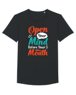 Open Your Mind Before Your Mouth Tricou mânecă scurtă guler larg Bărbat Skater