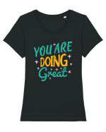 You Are Doing Great Tricou mânecă scurtă guler larg fitted Damă Expresser