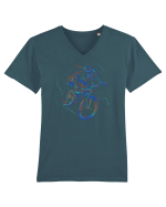 Bicicleta in culori Tricou mânecă scurtă guler V Bărbat Presenter