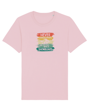 Never Underestimate An Old Man With A Snowboard Cotton Pink