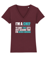 CHEF Tricou mânecă scurtă guler V Damă Evoker