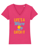 LIFE IS A WAVE Tricou mânecă scurtă guler V Damă Evoker
