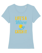 LIFE IS A WAVE Tricou mânecă scurtă guler larg fitted Damă Expresser