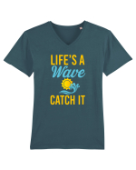 LIFE IS A WAVE Tricou mânecă scurtă guler V Bărbat Presenter