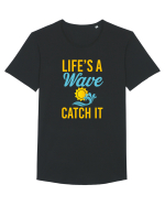 LIFE IS A WAVE Tricou mânecă scurtă guler larg Bărbat Skater