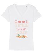 SUMMER TAN Tricou mânecă scurtă guler V Damă Evoker