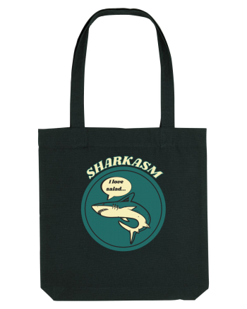Sharkasm Funny Shark Pun Black