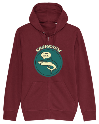Sharkasm Funny Shark Pun Burgundy