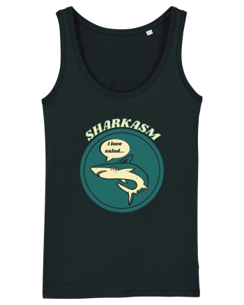 Sharkasm Funny Shark Pun Black