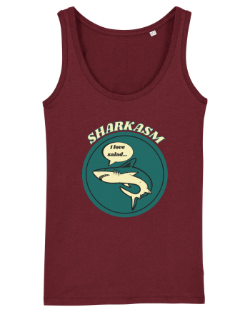 Sharkasm Funny Shark Pun Burgundy