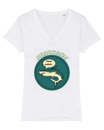 Sharkasm Funny Shark Pun White
