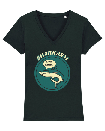 Sharkasm Funny Shark Pun Black