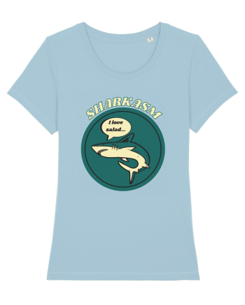 Sharkasm Funny Shark Pun Sky Blue