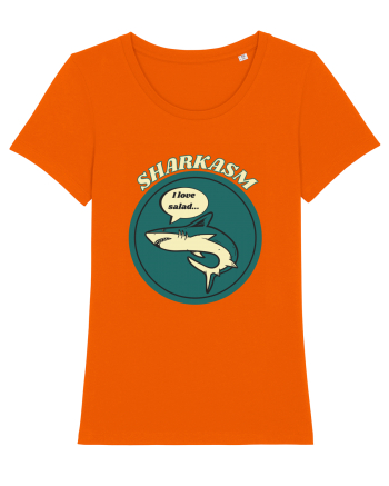 Sharkasm Funny Shark Pun Bright Orange