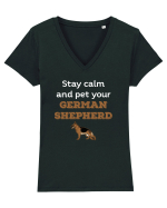 GERMAN SHEPHERD Tricou mânecă scurtă guler V Damă Evoker