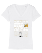 DACHSHUND Tricou mânecă scurtă guler V Damă Evoker