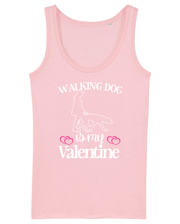 Walking Dog Is My Valentine Cotton Pink